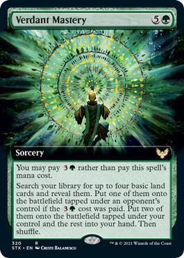 Verdant Mastery (Extended Art) card from Strixhaven: School of Mages