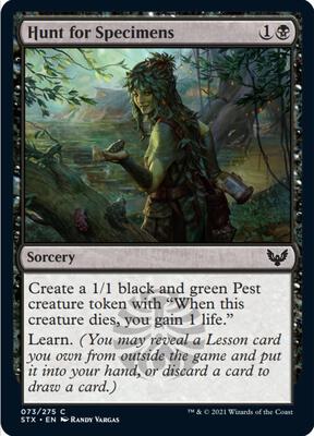Hunt for Specimens card from Strixhaven: School of Mages