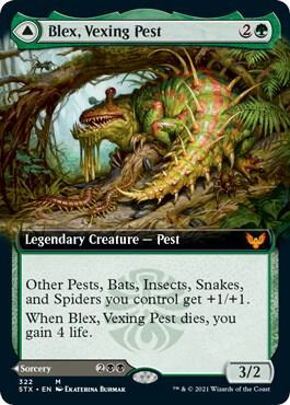Blex, Vexing Pest (Extended Art) card from Strixhaven: School of Mages