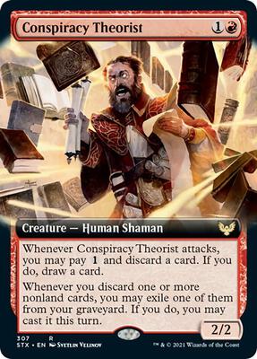 Conspiracy Theorist (Extended Art) card from Strixhaven: School of Mages