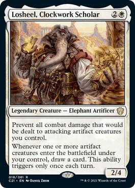 Losheel, Clockwork Scholar card from Commander 2021