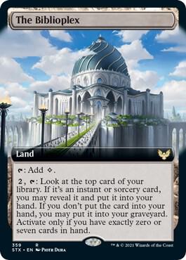 The Biblioplex (Extended Art) card from Strixhaven: School of Mages