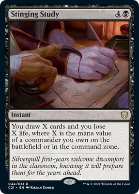 Stinging Study card from Commander 2021
