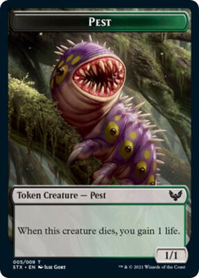 Pest Token card from Strixhaven: School of Mages