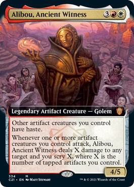 Alibou, Ancient Witness (Extended Art) card from Commander 2021
