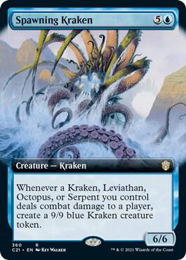 Spawning Kraken (Extended Art) card from Commander 2021