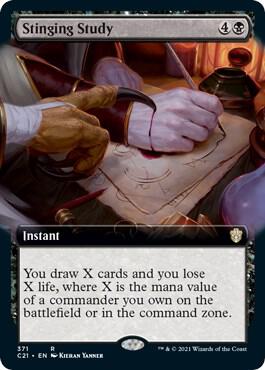 Stinging Study (Extended Art) card from Commander 2021