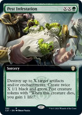 Pest Infestation (Extended Art) card from Commander 2021