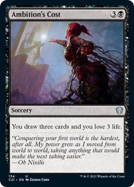 Ambition's Cost card from Commander 2021