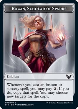 Emblem - Rowan, Scholar of Sparks card from Strixhaven: School of Mages