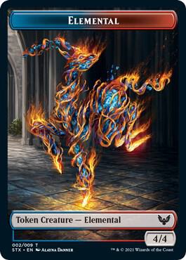 Elemental (2) // Spirit Double-Sided Token card from Strixhaven: School of Mages