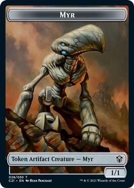 Myr // Treasure Double-Sided Token card from Commander 2021