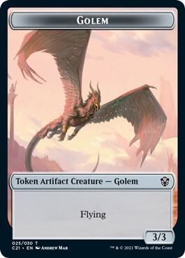 Golem (025) // Thopter Double-Sided Token card from Commander 2021