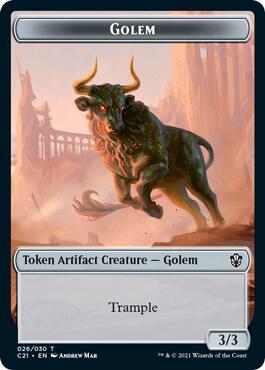 Golem (026) // Thopter Double-Sided Token card from Commander 2021