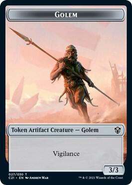 Golem (027) // Thopter Double-Sided Token card from Commander 2021