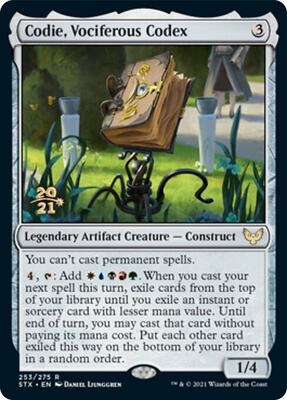 Codie, Vociferous Codex card from Prerelease Cards