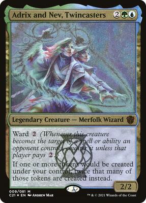 Adrix and Nev, Twincasters (Display Commander) - Thick Stock card from Commander 2021