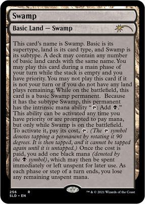 Swamp (256) (Full-Text Lands) card from Secret Lair Drop Series