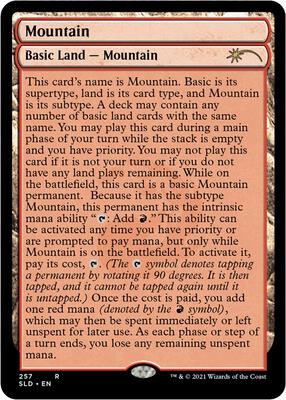 Mountain (257) (Full-Text Lands) card from Secret Lair Drop Series