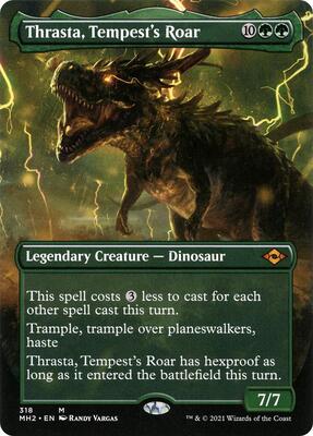 Thrasta, Tempest's Roar (Borderless) card from Modern Horizons 2