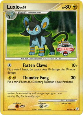 Luxio - 52/130 (State Championship Promo) card from League & Championship Cards