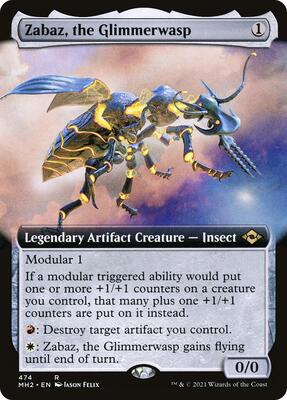 Zabaz, the Glimmerwasp (Extended Art) card from Modern Horizons 2
