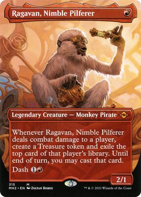 Ragavan, Nimble Pilferer (Borderless) card from Modern Horizons 2