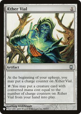 Aether Vial card from The List Reprints