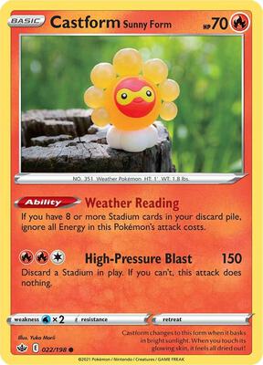 Castform Sunny Form card from SWSH06: Chilling Reign