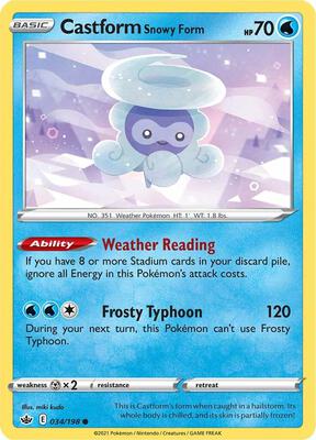 Castform Snowy Form card from SWSH06: Chilling Reign
