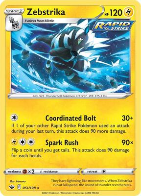 Zebstrika card from SWSH06: Chilling Reign