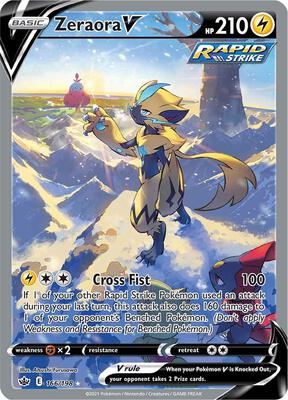 Zeraora V (Alternate Full Art) card from SWSH06: Chilling Reign