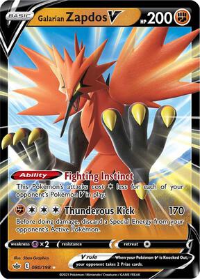 Galarian Zapdos V card from SWSH06: Chilling Reign