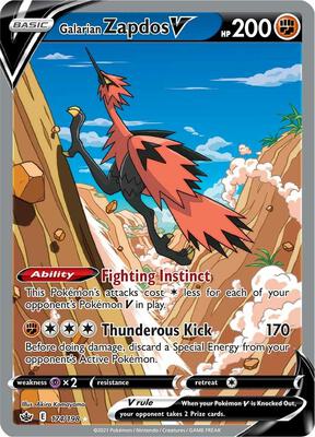 Galarian Zapdos V (Alternate Full Art) card from SWSH06: Chilling Reign
