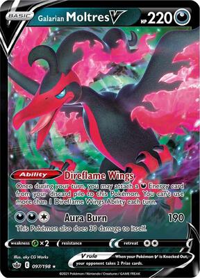 Galarian Moltres V card from SWSH06: Chilling Reign