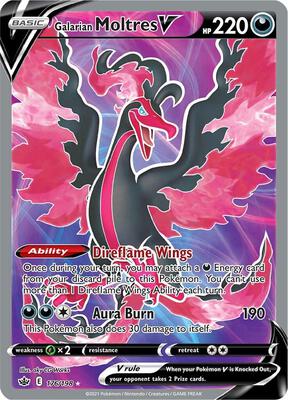 Galarian Moltres V (Full Art) card from SWSH06: Chilling Reign