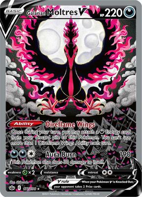 Galarian Moltres V (Alternate Full Art) card from SWSH06: Chilling Reign