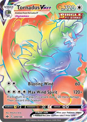 Tornadus VMAX (Secret) card from SWSH06: Chilling Reign