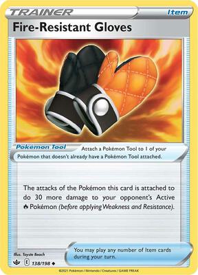 Fire-Resistant Gloves card from SWSH06: Chilling Reign