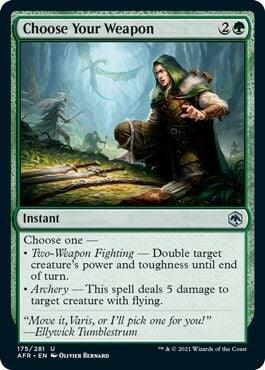 Choose Your Weapon card from Adventures in the Forgotten Realms