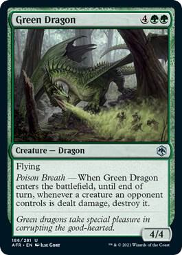 Green Dragon card from Adventures in the Forgotten Realms
