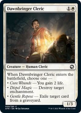 Dawnbringer Cleric card from Adventures in the Forgotten Realms