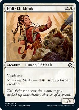 Half-Elf Monk card from Adventures in the Forgotten Realms