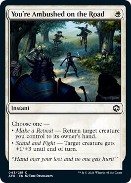 You're Ambushed on the Road card from Adventures in the Forgotten Realms