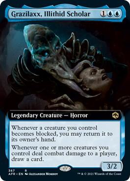 Grazilaxx, Illithid Scholar (Extended Art) card from Adventures in the Forgotten Realms