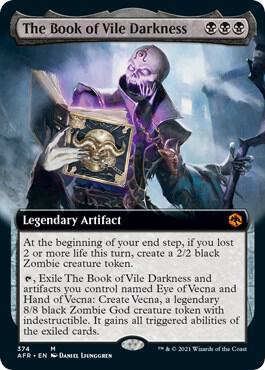 The Book of Vile Darkness (Extended Art) card from Adventures in the Forgotten Realms