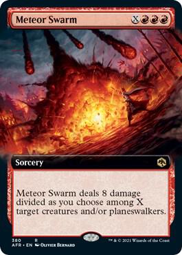 Meteor Swarm (Extended Art) card from Adventures in the Forgotten Realms