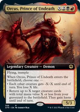 Orcus, Prince of Undeath (Extended Art) card from Adventures in the Forgotten Realms
