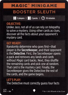 Magic Minigame: Booster Sleuth card from Strixhaven: School of Mages
