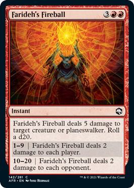 Farideh's Fireball card from Adventures in the Forgotten Realms